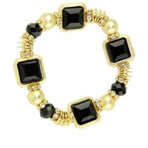 ✨ Saachi Black, Gold and Ivory Gayle Stretch Bracelet ✨